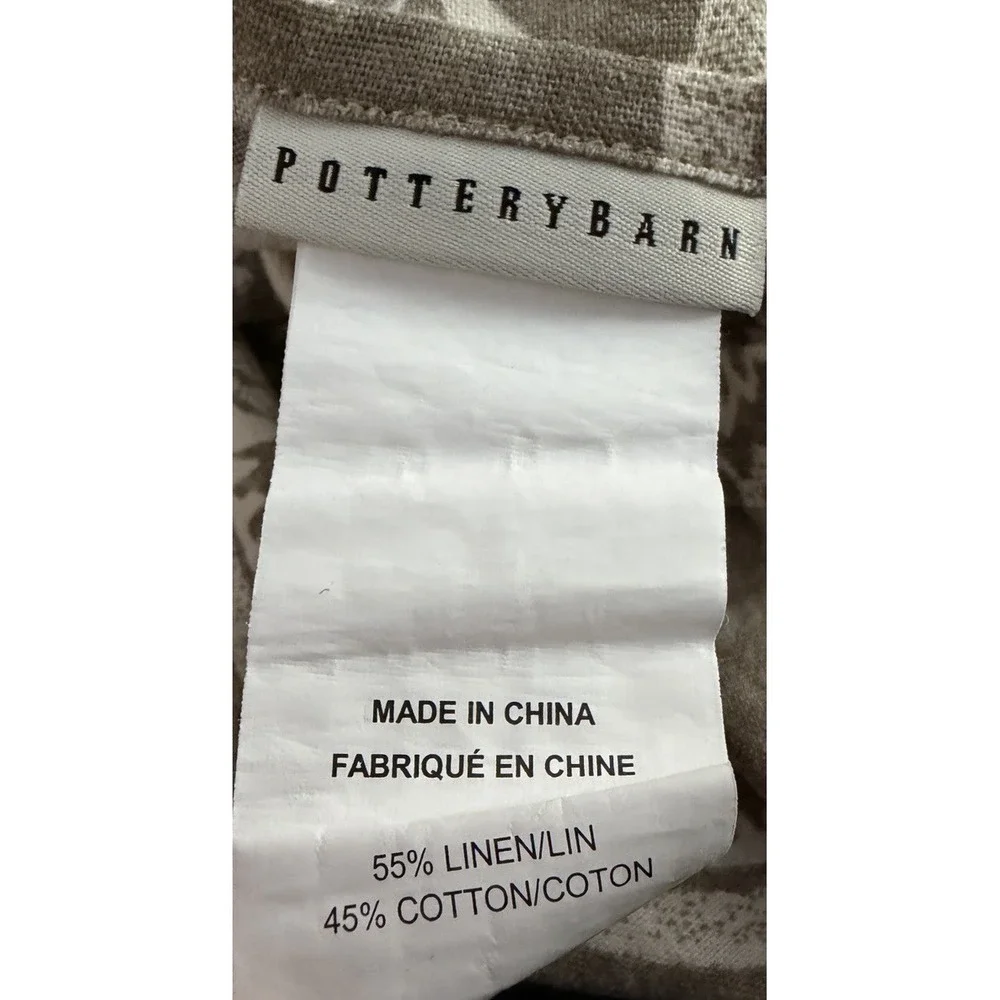 Pottery Barn Alessandra Scroll King Size Duvet Cover Linen Blend Taupe Gray 2015